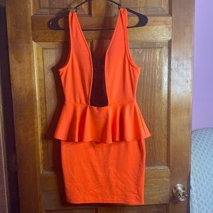 Orange peplum dress. Charlotte Russe Size M